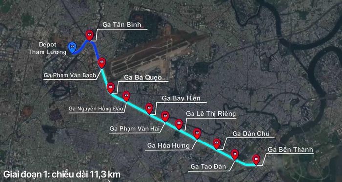 Hướng tuyến và vị trí các nhà ga của tuyến Metro số 2. Ảnh: MAUR