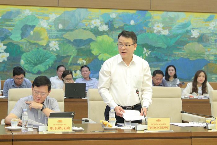Thứ trưởng Bộ Tài chính Trần Quốc Phương phát biểu