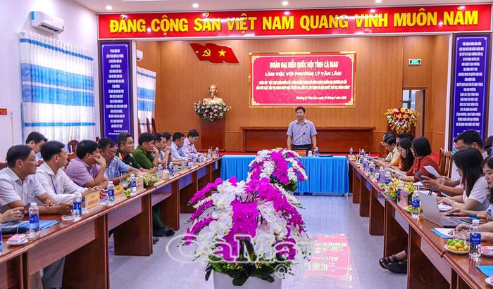 Đồng chí Nguyễn Bình Tân, phát biểu tại buổi làm việc tại Phường Lý Văn Lâm.
