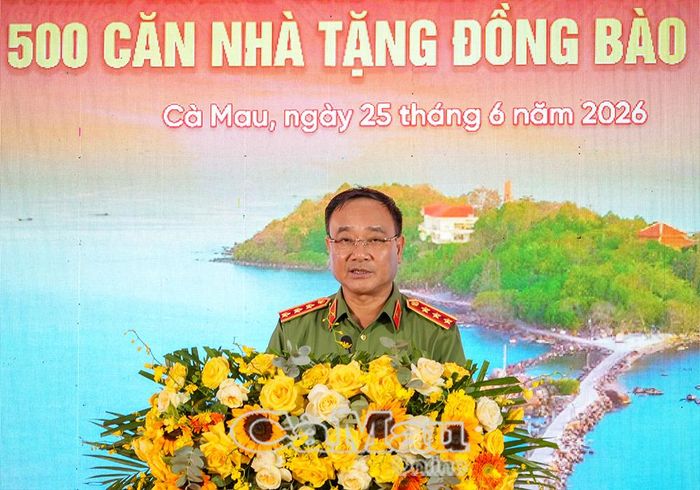  Thượng tướng Phạm Thế Tùng, Thứ trưởng Bộ Công an phát biểu tại buổi lễ.