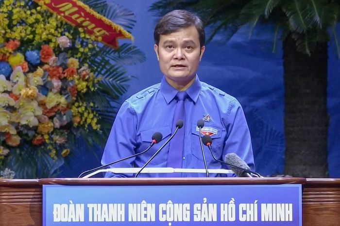 Ủy viên Trung ương Đảng, Phó Chủ tịch Ủy ban Trung ương MTTQ Việt Nam, Bí thư thứ nhất Trung ương Đoàn Bùi Quang Huy phát biểu khai mạc Đại hội. Ảnh: PV