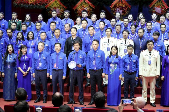 Ủy viên Trung ương Đảng khóa XIV, Phó Chủ tịch Ủy ban Trung ương Mặt trận Tổ quốc Việt Nam, Bí thư thứ nhất Trung ương Đoàn Bùi Quang Huy phát biểu nhận nhiệm vụ. Ảnh: Minh Đức