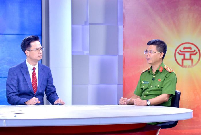 Thượng tá Nguyễn Thế Nhật, Phó Trưởng phòng Cảnh sát điều tra tội phạm về ma túy, Công an thành phố Hà Nội tại Chương trình. Ảnh: Viết Thành