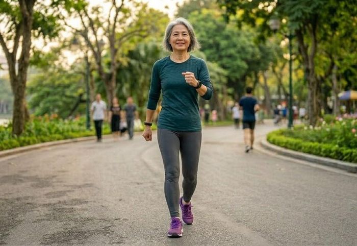 Đi bộ kết hợp đánh tay chủ động là một hình thức đơn giản nhưng có thể làm tăng mức độ hoạt động cơ mà không làm tăng áp lực lên khớp.