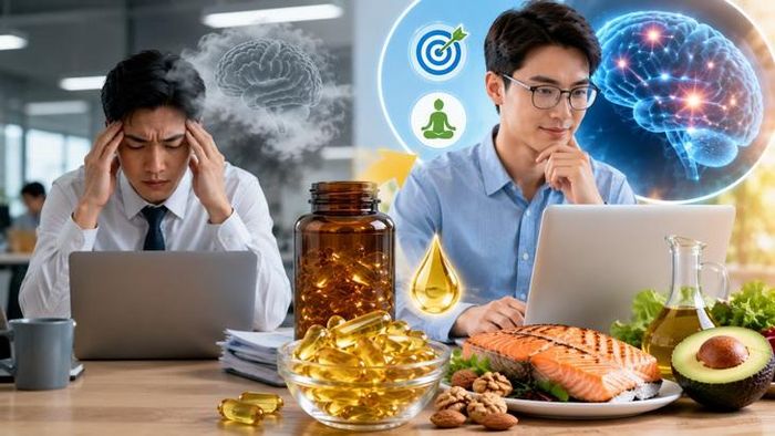 Dân văn phòng muốn hỗ trợ tập trung và giảm căng thẳng nên chọn Omega-3 theo mục tiêu, ưu tiên tỷ lệ EPA/DHA phù hợp và uống sau bữa ăn có chất béo.