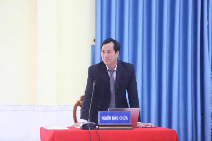  Luật sư bào chữa cho bị hại tại phiên tòa. Ảnh: HUỲNH DU 