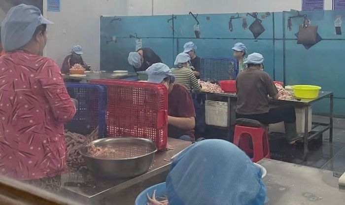  Nhân viên đang tiến hành chế biến chân gà rút xương. 