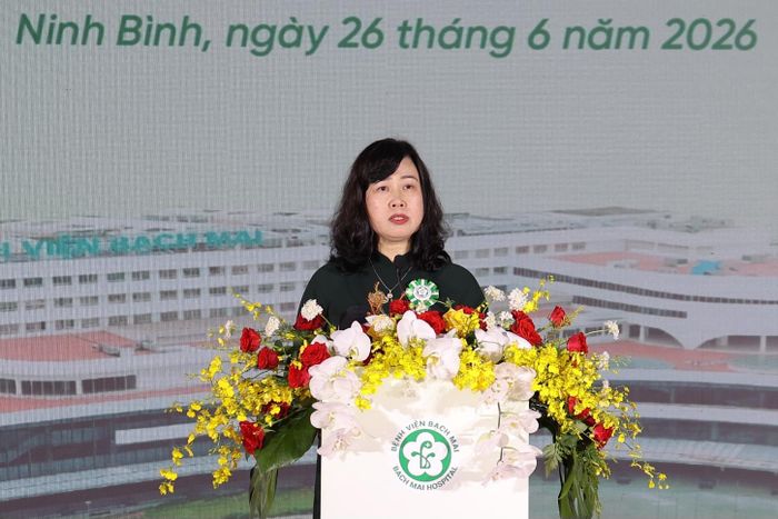  Bộ trưởng Bộ Y tế Đào Hồng Lan phát biểu tại buổi lễ. Ảnh: TRẦN MINH 