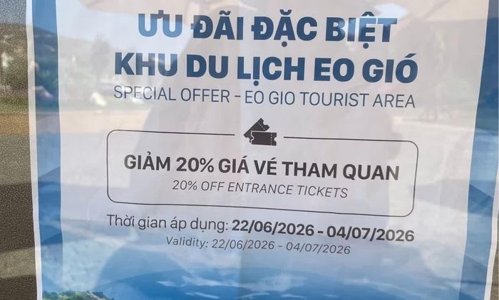  "Ưu đãi đặc biệt" giảm 20% giá vé tham quan. 