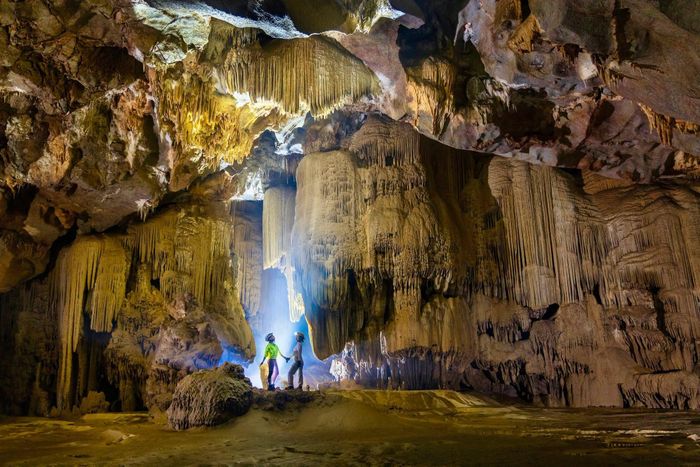  Theo ông Dũng, hang Thắng có chiều dài khoảng 3.000 m, chiều rộng trung bình 70 m, có nhiều nơi rộng hơn 100 m. Ngay khi tiếp đất, lòng hang mở ra là một "cung điện thạch nhũ" với hàng trăm nghìn năm kiến tạo. Hệ thống thạch nhũ dày đặc phủ kín trần, vách và nền hang với nhiều dạng thành tạo như nhũ đá, măng đá, rèm đá, dòng đá chảy và hồ canxi. Theo đánh giá ban đầu, đây là một trong những hệ thống thạch nhũ có quy mô và mức độ đa dạng lớn nhất mà Jungle Boss từng khảo sát. 