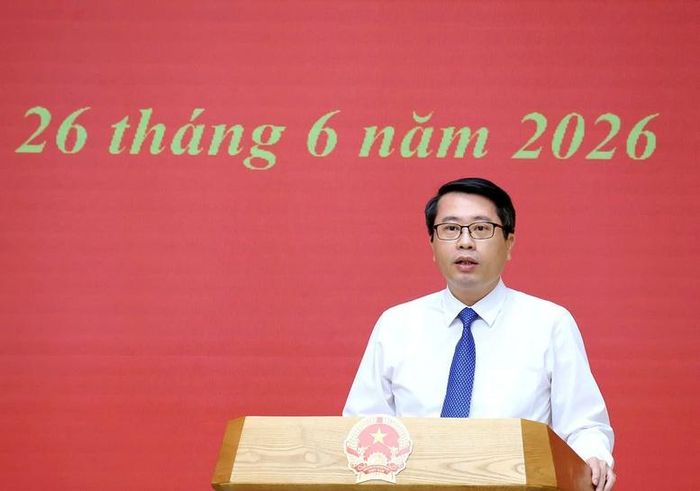 Tân Phó Chủ nhiệm Văn phòng Chính phủ Trần Anh Tiến phát biểu nhận nhiệm vụ - Ảnh: VGP/Thu Sa