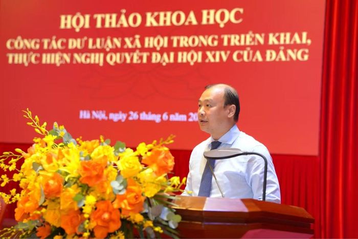 Đồng chí Lê Hải Bình phát biểu khai mạc tại hội thảo. (Ảnh: HẢI ĐĂNG)