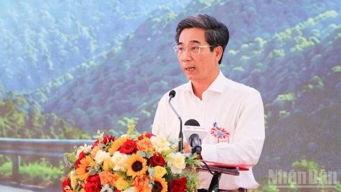 Phó Chủ tịch Ủy ban nhân dân thành phố Đà Nẵng Trần Chí Cường phát biểu tại lễ khởi công.