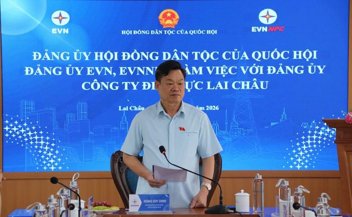 Đồng chí Hoàng Duy Chinh, Ủy viên Trung ương Đảng, Phó Chủ tịch Thường trực Hội đồng Dân tộc của Quốc hội ghi nhận những nỗ lực của các đơn vị điện lực.