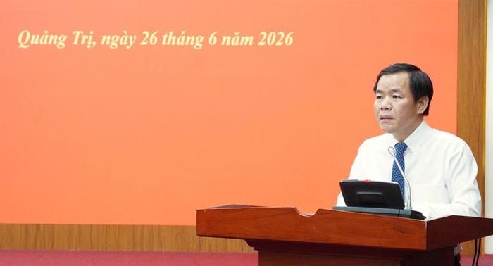 Ông Nguyễn Văn Phương, Bí thư Tỉnh ủy Quảng Trị, phát biểu giao nhiệm vụ