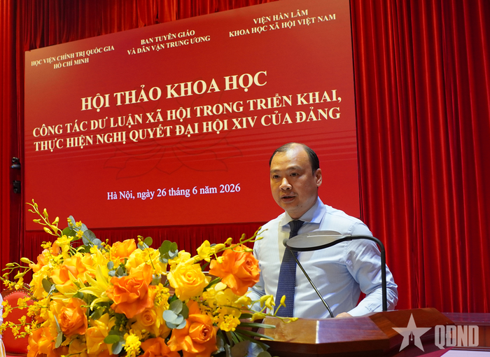 Đồng chí Lê Hải Bình, Ủy viên Trung ương Đảng, Phó giám đốc Thường trực Học viện Chính trị quốc gia Hồ Chí Minh phát biểu khai mạc.