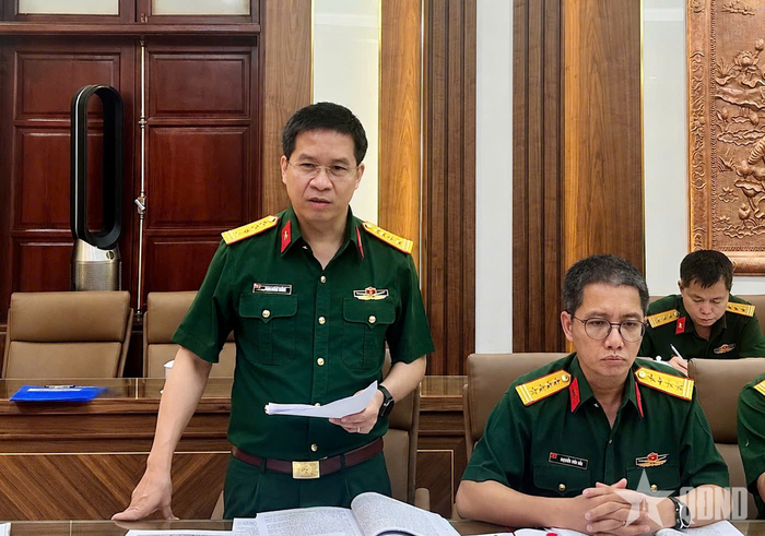  Đại tá Phan Chiến Thắng, Tổng giám đốc Tổng công ty GAET phát biểu tại hội nghị. 