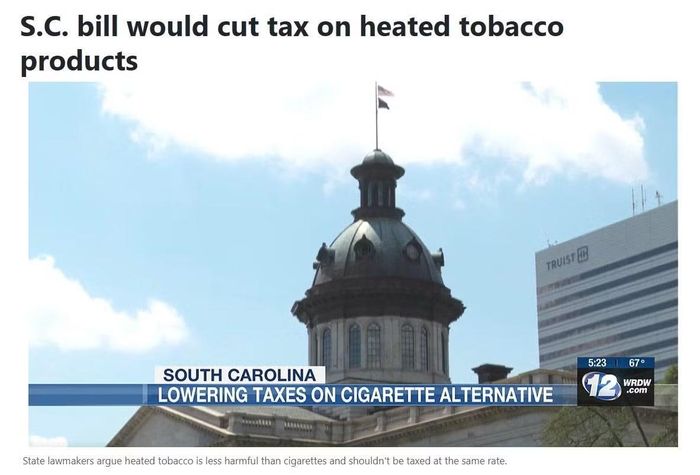 Các nhà lập pháp tại tiểu bang South Carolina ở Hoa Kỳ đang cho rằng thuốc lá không khói có mức độ gây hại thấp hơn so với thuốc lá điếu và không nên áp dụng mức thuế tương đương. (Nguồn: WRDW)
