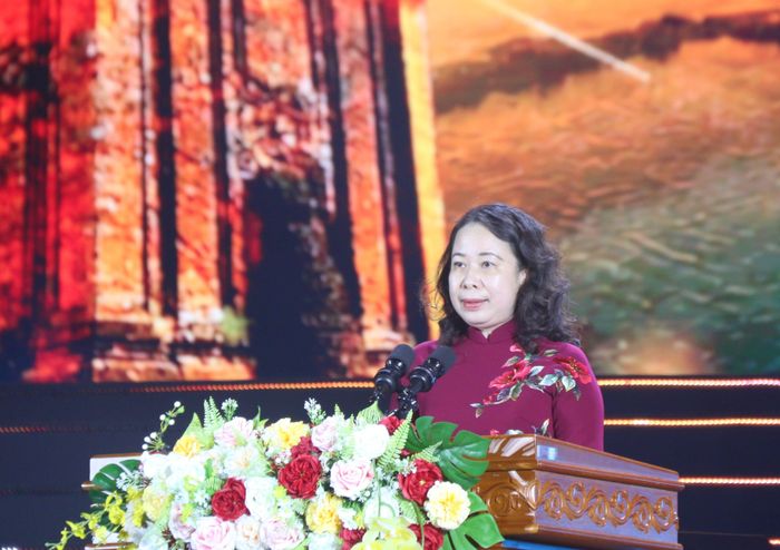 Phó Chủ tịch nước Võ Thị Ánh Xuân phát biểu tại buổi lễ. Ảnh: TIẾN THẮNG