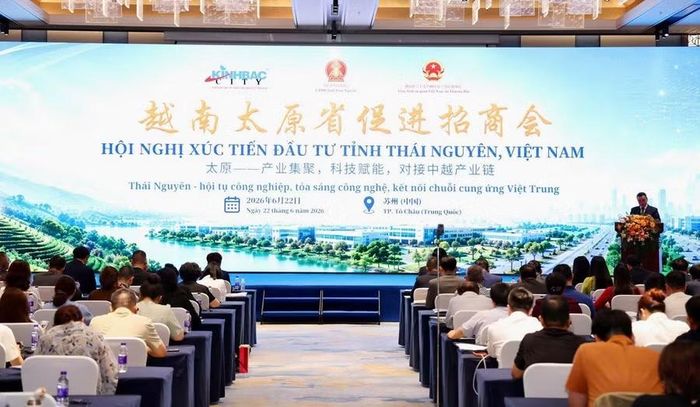 Quang cảnh Hội nghị xúc tiến đầu tư tỉnh Thái Nguyên tại thành phố Tô Châu, tỉnh Giang Tô, Trung Quốc.