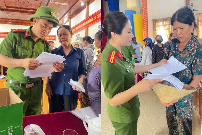 Lực lượng Công an hỗ trợ tận tình cho các thân nhân liệt sĩ.