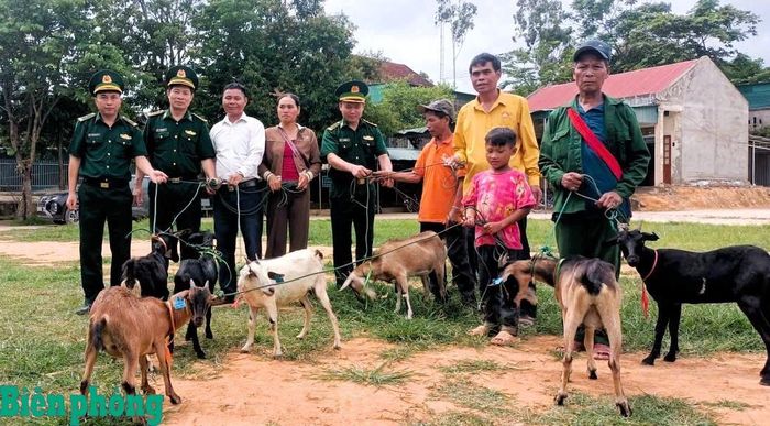 Ngày 18/6, Đồn Biên phòng Keng Đu, Bộ đội Biên phòng tỉnh Nghệ An phối hợp với Ủy ban Mặt trận Tổ quốc xã Keng Đu tổ chức trao 54 mô hình sinh kế cho các hộ gia đình có hoàn cảnh khó khăn trên địa bàn xã nhằm hỗ trợ phát triển kinh tế, nâng cao thu nhập và từng bước giảm nghèo bền vững. Trong ảnh: Cán bộ Đồn Biên phòng Keng Đu trao dê giống cho hộ gia đình nghèo tại xã Keng Đu, tỉnh Nghệ An. Ảnh: Lê Thạch