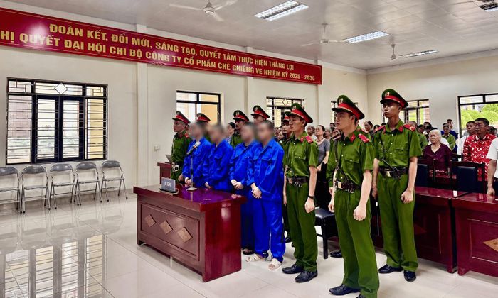 Các bị cáo tại phiên tòa.