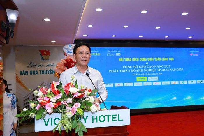 Ông Nguyễn Ngọc Hồi - Phó giám đốc Sở Văn hóa và Thể thao TP.HCM phát biểu - Ảnh: Hoàng Chương