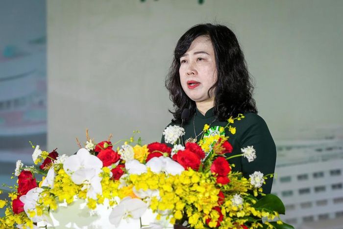 Bà Đào Hồng Lan phát biểu tại buổi lễ. Ảnh Trọng Tùng.