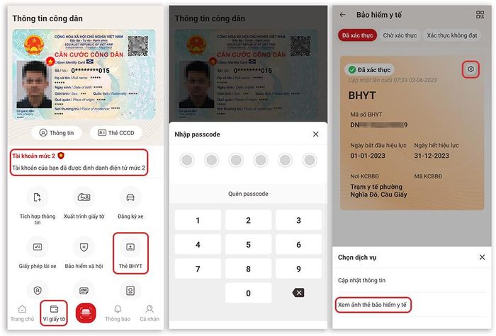 Các bước mở ảnh thẻ BHYT trên ứng dụng VNeID