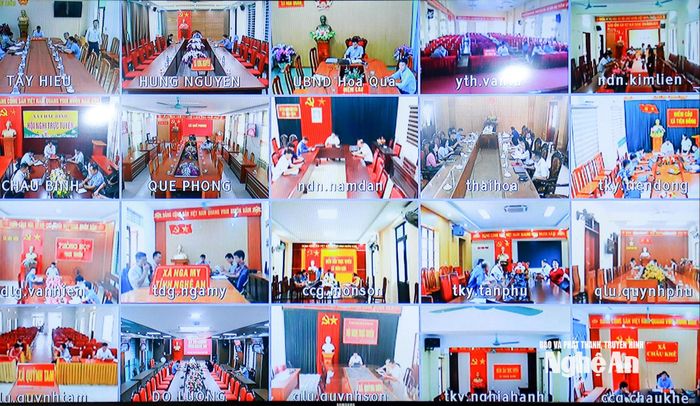 Hội nghị được kết nối trực tuyến đến 130 xã, phường trên toàn tỉnh. Ảnh: Thành Duy