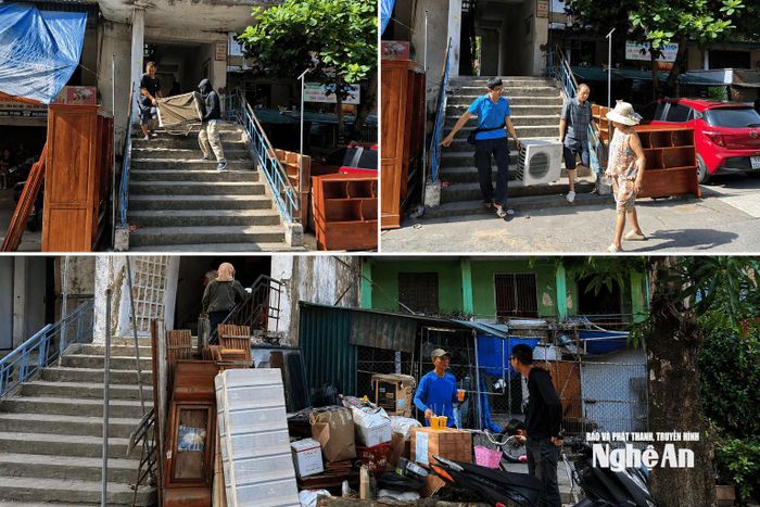 Người dân tòa C5, C6 Quang Trung chủ động di dời đến nơi an toàn trước mùa mưa bão. Ảnh: Q.A