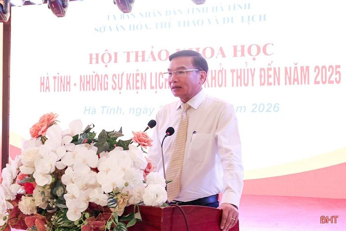 Ông Trần Xuân Lương - Phó Giám đốc Sở Văn hóa, Thể thao và Du lịch Hà Tĩnh phát biểu kết thúc hội thảo.