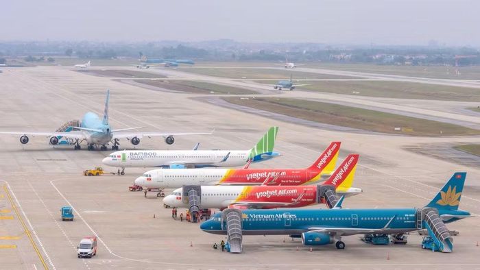 Máy bay của các hãng hàng không Việt Nam tại Sân bay quốc tế Nội Bài. (Ảnh: Việt Hùng/Vietnam+)
