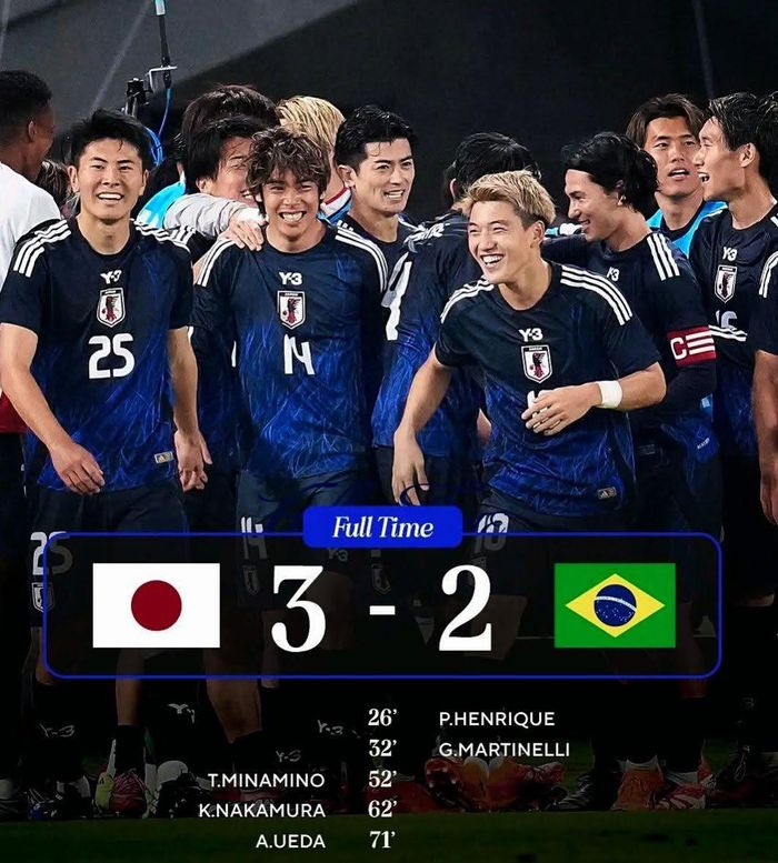 Tháng 10 năm ngoái, Nhật Bản từng ngược dòng để đánh bại Brazil 3-2.
