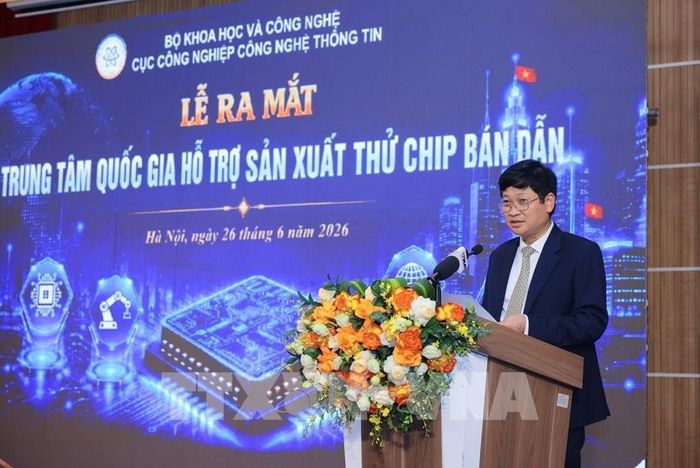 Cục trưởng Cục Công nghiệp Công nghệ thông tin Nguyễn Khắc Lịch phát biểu khai mạc. Ảnh: Hoàng Hiếu - TTXVN 