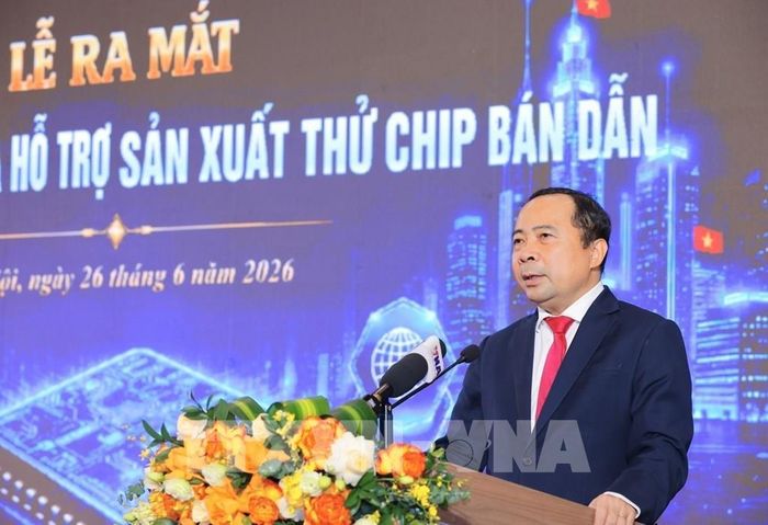 Bộ trưởng Bộ Khoa học và Công nghệ Vũ Hải Quân phát biểu. Ảnh: Hoàng Hiếu - TTXVN