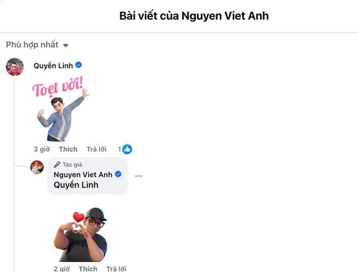 Phản ứng hiếm hoi của MC Quyền Linh bên dưới bài đăng của NSND Việt Anh (Ảnh: Chụp màn hình).