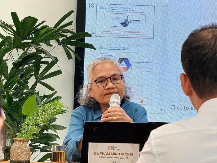 Bà Phạm Minh Hương - Thành viên HĐQT IPA phát biểu tại đại hội. Ảnh: TL