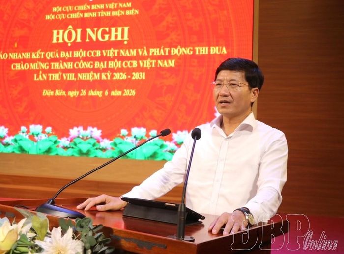 Đồng chí Mùa A Vảng, Ủy viên dự khuyết Trung ương Đảng, Phó Bí thư Tỉnh ủy, Chủ tịch Ủy ban MTTQ Việt Nam tỉnh phát biểu tại hội nghị.