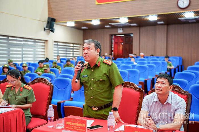Lãnh đạo Công an tỉnh phát biểu tại buổi tổng duyệt