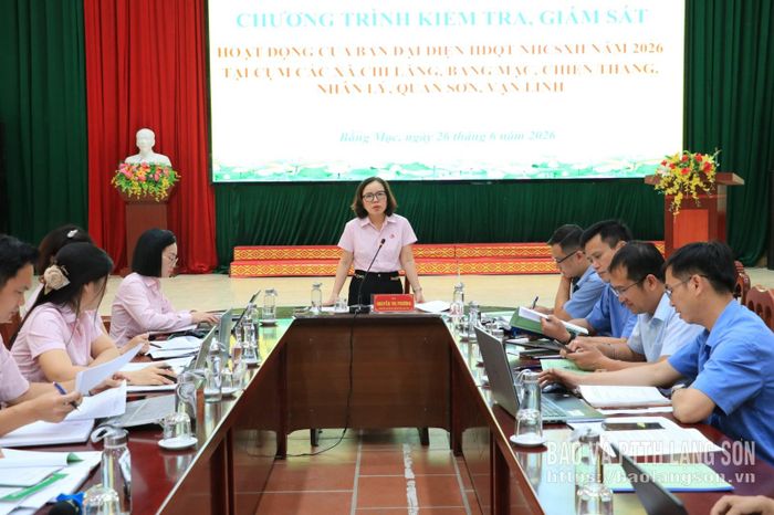 Lãnh đạo Chi nhánh Ngân hàng chính sách xã hội tỉnh (trưởng đoàn kiểm tra) phát biểu kết luận