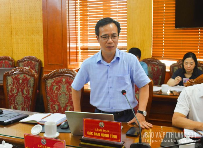 Lãnh đạo Ban Pháp chế HĐND tỉnh phát biểu ý kiến tại cuộc họp 