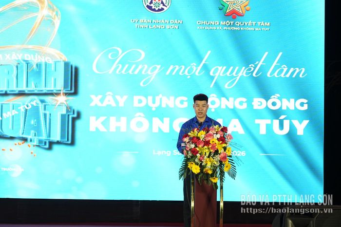 Đoàn viên Chu Đức Duy, sinh viên Trường Cao đẳng Lạng Sơn phát biểu tại chương trình