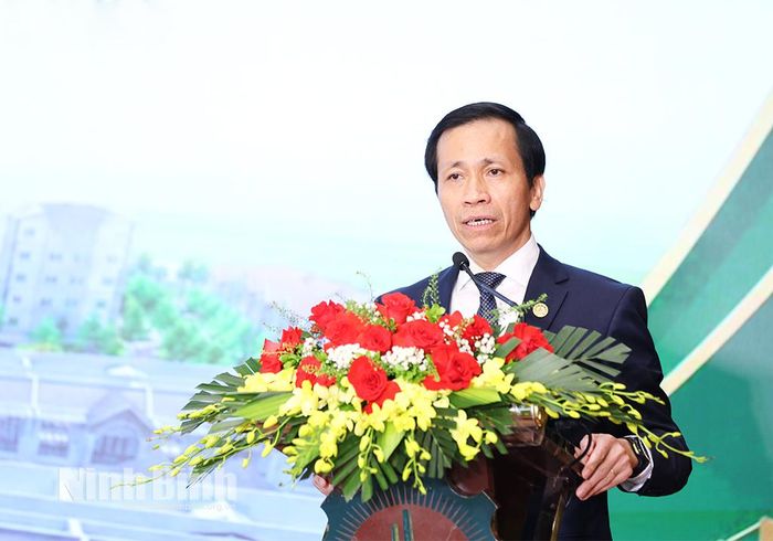 Ông Nguyễn Văn Kiểm, Tổng Giám đốc Công ty Cổ phần đầu tư hạ tầng KCN Bảo Minh phát biểu tại lễ khởi công.