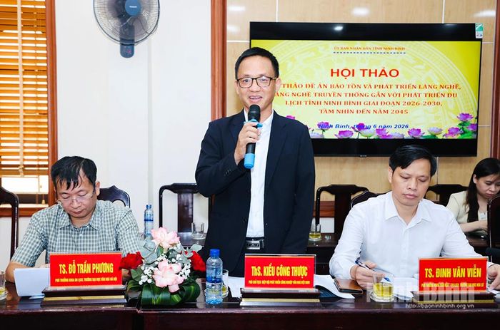 Thạc sĩ Kiều Công Thược, Phó Chủ tịch Hiệp hội phát triển công nghiệp văn hóa Việt Nam phát biểu tại Hội thảo.