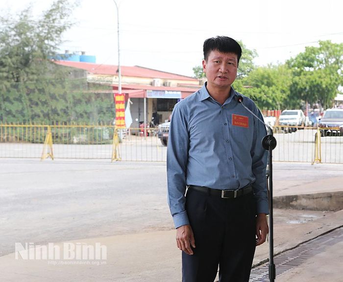 Đồng chí Trần Huy Tuấn, Ủy viên Trung ương Đảng, Bí thư Tỉnh ủy, Trưởng Ban Chỉ đạo diễn tập tỉnh phát biểu tại buổi diễn tập thử.
