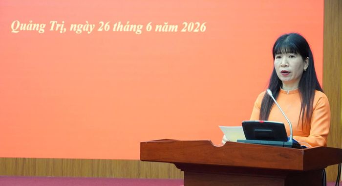 Đồng chí Trần Thị Thanh Hà, Bí thư Đảng ủy xã Hiếu Giang phát biểu nhận nhiệm vụ - Ảnh: Q.V