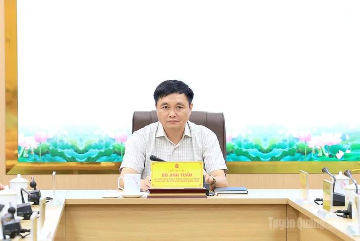 Phó Chủ tịch UBND tỉnh Đỗ Anh Tuấn chủ trì hội nghị tại điểm cầu tỉnh Tuyên Quang.
