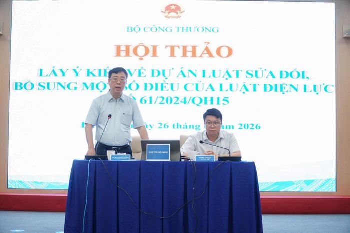 Đại diện lãnh đạo Cục Điện lực và Vụ Pháp chế (Bộ Công Thương) chủ trì Hội thảo.